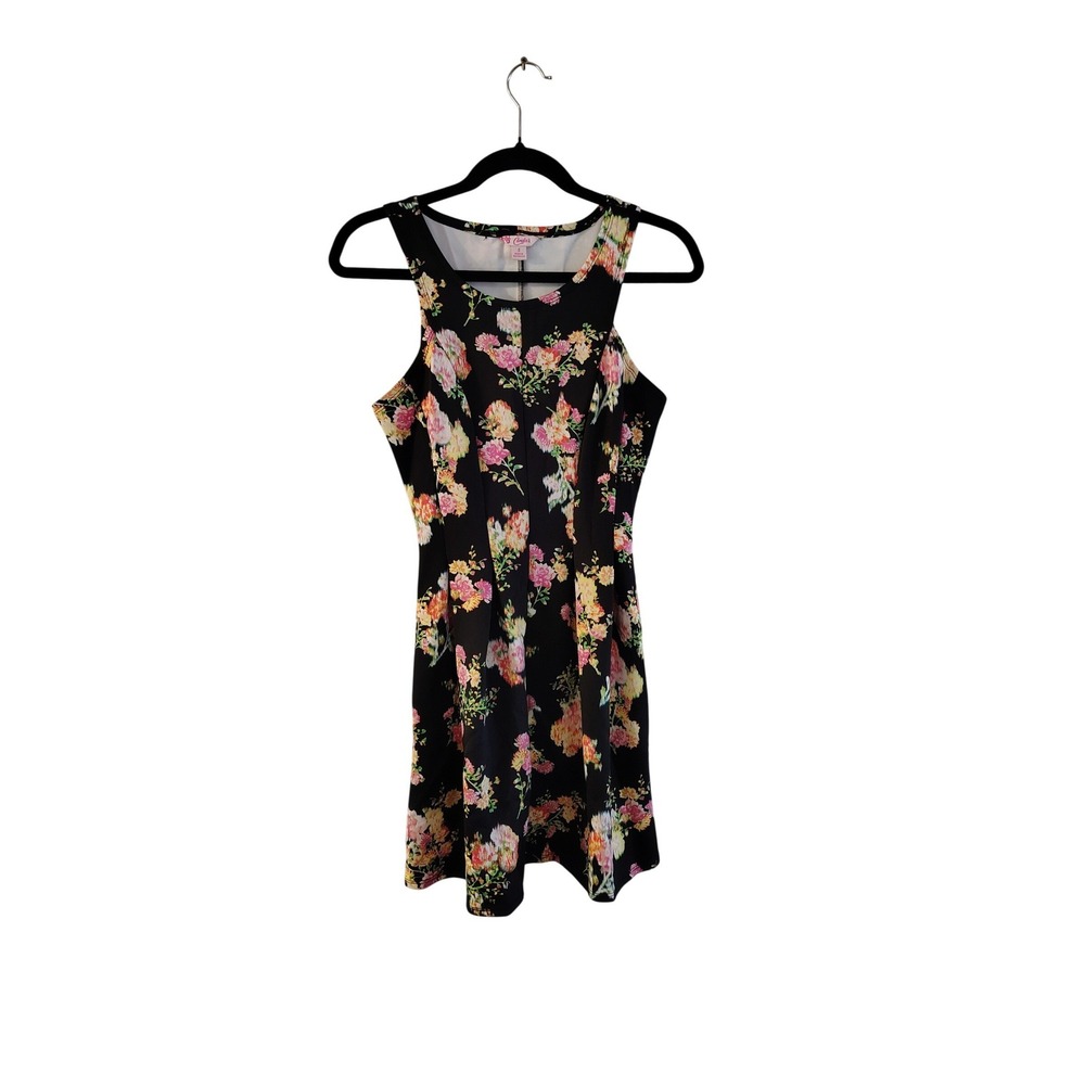 Candies Womens Black Floral Sleeveless Fit and Flare Mini Dress Size Small